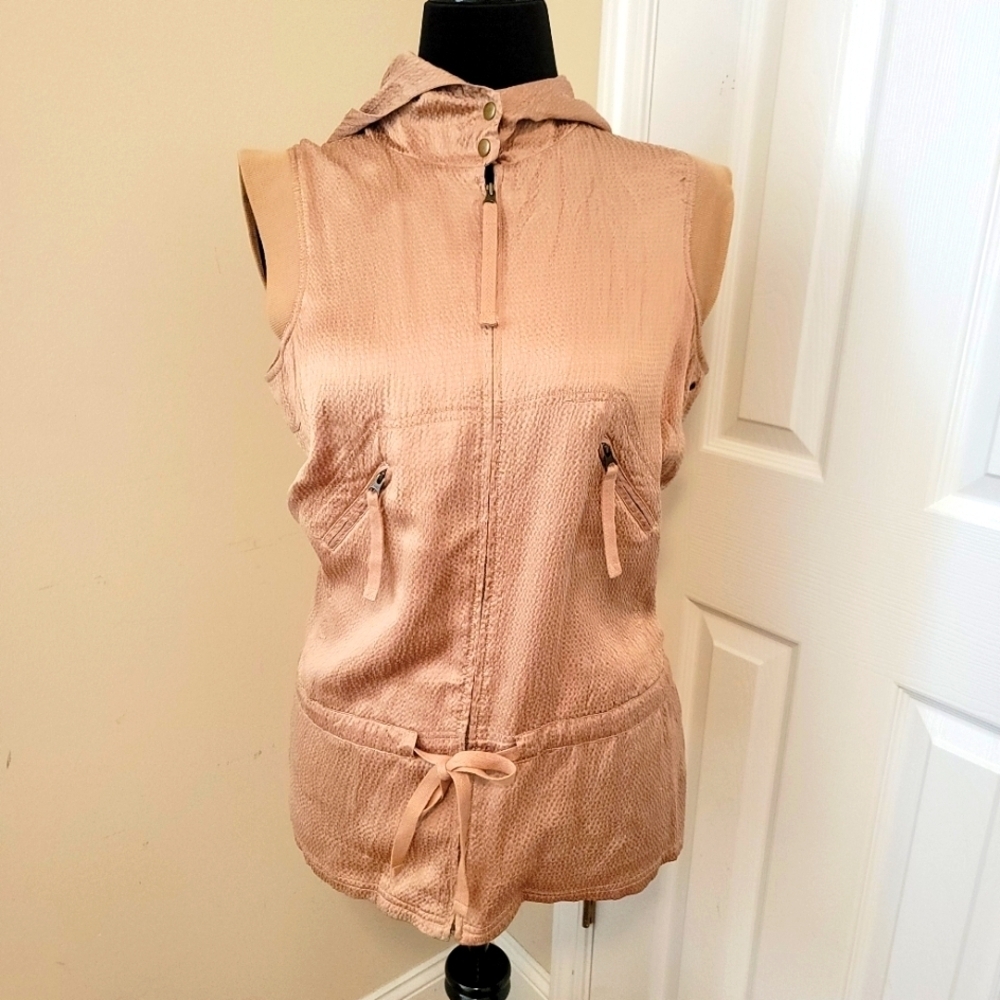 Bebe Hooded Sleeveless Utility Vest Size L